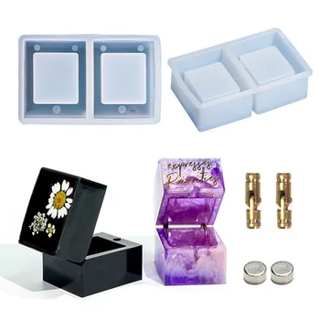 Кутия за пръстени с диаманти, Силиконова форма, Квадратен дисплей, Кутия за съхранение, Инструмент за производство на форми за леене бижута 