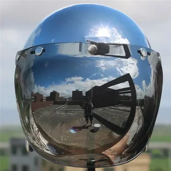Огледален Сребърен Хромирана каска на мотоциклет с открито лице, Мото-Електрически Велосипеди шлем, Мъжки Женски Годишният Скутер, Мотоциклет