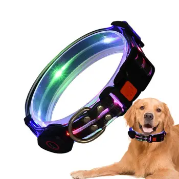 Нощен светлинен нашийник за кучета, Акумулаторна батерия водоустойчив светещи нашийник за кучета USB Акумулаторна атмосферостойкий нашийник за кучета през нощта на открито