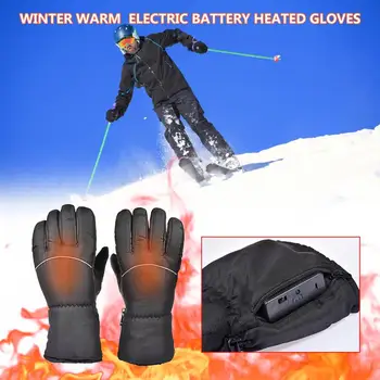 Мотоциклетни ръкавици с топъл, Удобни и топли черни електрически ръкавици, Ръкавици с батерии, парно отопление, бързо загряване, Зимни принадлежности за велосипеди
