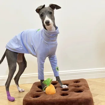 Лилава памучен дрехи за кучета Italian Greyhound Whippet Bellington от чист памук, мека дишаща тениска за домашни любимци
