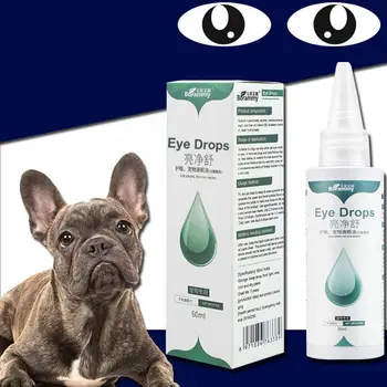 60 мл капки за очи за домашни любимци, котки и кучета, за отстраняване на следи от сълзи, облекчаване на сърбеж на очите, домашни любимци, Нежните капки за почистване на очите T2m2