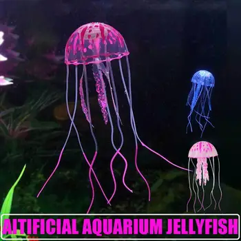 Изкуствена светеща Медуза, силикон декор за вашия аквариум, украса за аквариум, Украшение от силиконов материал, украса за аквариум без мирис