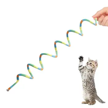 Пружинящая играчка за котки, плюшен играчка с камбана за домашни любимци, интерактивна играчка за котки, пружинящая играчка за игри с грызущими нокти