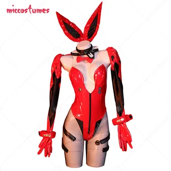 Женски костюм за cosplay с зайкой за момичета, едно парче костюм на заек, боди и чорапи с ръкави