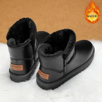 Зимни мъжки обувки Детски памучен обувки с въртящи се копчета плюс кадифе топло обувки с дебели зимни обувки за момчета Студентски маратонки