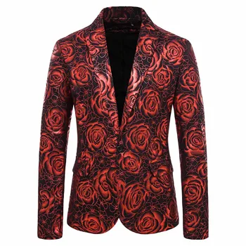 Мъжки официален костюм, сако, блейзери в британски стил с принтом рози, мъжки дрехи 2023, висококачествено облекло за партита, shafer.