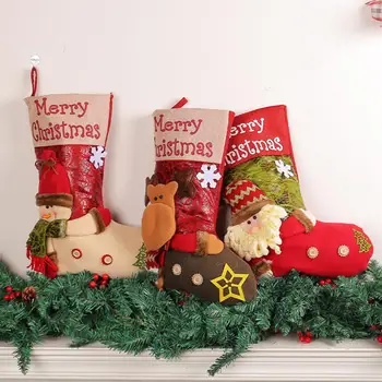 Коледен носочный украшение на съвсем малък Голям капацитет-Наситен цвят на Дядо Коледа, Снежен човек Коледен носочный окачен украшение