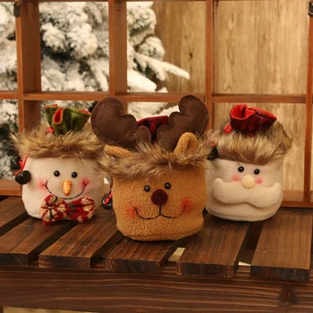3 Бр Коледен Подарък Кукла, Чанти, Пакети За шоколадови Бонбони С Завязками 3D Коледни Бонбони Ябълка Чанти Снежен човек-Los-Стил на Дядо Коледа