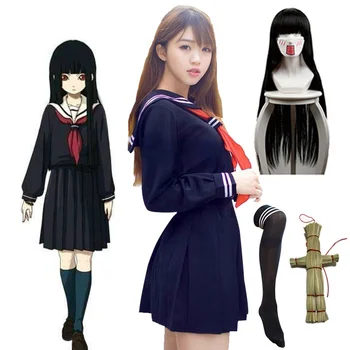 Аниме Jigoku Shoujo Enma Ai Пълен cosplay Костюм Старшеклассницы, пола-морячка, рокли за Хелоуин
