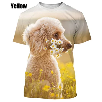 2022 Нова мода Гореща разпродажба 3D тениска с животни Мъжки Женска Тениска с принтом Casaul Смешни Poodle