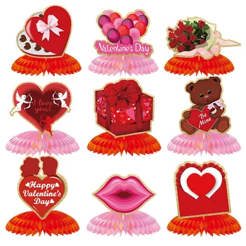 9 парчета Винтажного 3D книга сърце за Св. Валентин, централната украса на масата на знаци, свети Валентин, Плотове за годишнина от сватбата Здрав