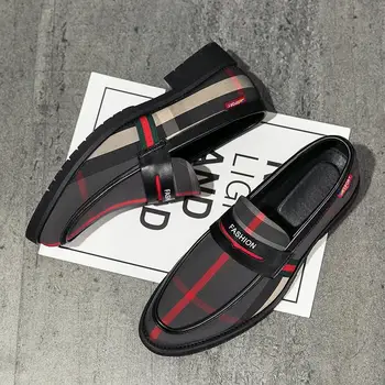Стилен Мъжки обувки Италиански кожени обувки Мъжки лоферы Мъжка мода в стил хипи Вечерни черни Луксозни маратонки Ежедневни мъжки костюми