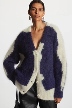 Нов стил от женски ежедневна дълъг пуловер отвътре с начесом наполовина отпред 2024 година.