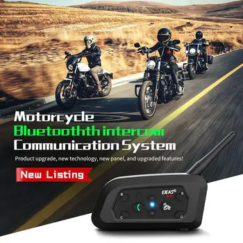 EJEAS Нов V6 Pro Moto Домофонна система, Bluetooth Каска, Слушалка Мотоциклет Переговорное Устройство за 6 Състезатели и дистанционно управление EUC