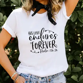 Любовта Трае Вечно, Женска Тениска от 100% Памук, Дамски Летни Християнски Ежедневни ризи Faith С къс Ръкав, Тениска Jesus Тениска