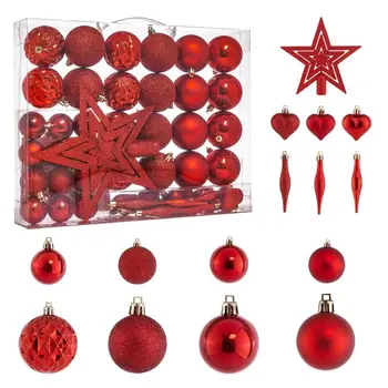 24-каратные Коледни топки, червени и сребърни нечупливи коледни украси, коледни висулки, висящи украси за Коледа