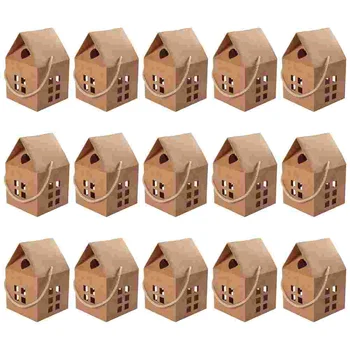 15 бр. Декоративни опаковки, кутии във формата на къщички От хартия, кутии за бонбони, Подаръчни кутии