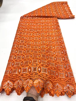 Най-новата Африканска два цвята гипюровая шнуровая лейси плат с пайети 2023 г., Висококачествено гипюровое шнуровое дантела за шиене на женската сватба