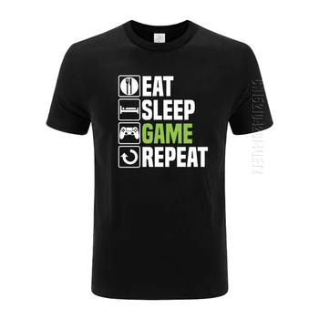 Тениска Eat Sleep Game за мъже, забавен Геймър, Коледен подарък за рожден Ден, памучен тениска с кръгло деколте, мъжки ризи с принтом