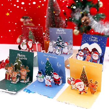 Скъпа 3D Коледна подарък картичка, Коледна благословия, Малка картичка, написана на ръка, благодарствена картичка, Коледни коледни картички
