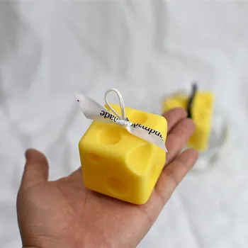 Креативна Квадратна форма за свещи във формата на сирене 3D Форма за ароматерапевтических свещи във формата на сирене, за производство на свещи Силиконова форма за сапун за печене