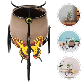 Iron триколка Поставка за растенията саксия в селски стил Титуляр за колоездене плантатор Украса на работния плот