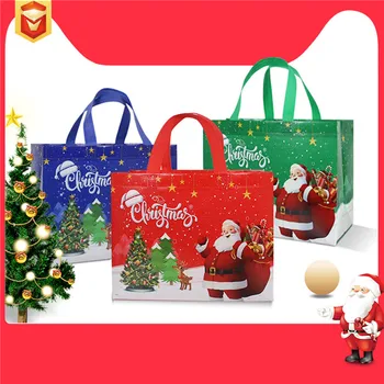 Коледна чанта, Мультяшная чанта на Дядо Коледа и снежен човек, множество сгъваема чанта за съхранение, украса за Коледното парти