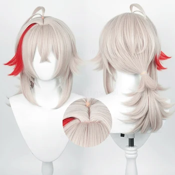 Перука за cosplay Kazuha Game Genshin Удароустойчив синтетични косми е аниме Cosplay Перуки + шапка за перука