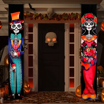 Хелоуин, Ден на мъртвите, знак на верандата, Вратата банер, аксесоари за партита, Декоративен флаг, добре дошли, окачен къща Декорация на стените на Хелоуин