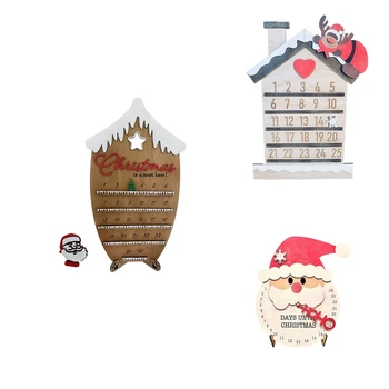 Декоративен и многократна употреба дървен календар за обратно броене Коледа Advent Collection, 11.8 инча, Брадата на Дядо коледа